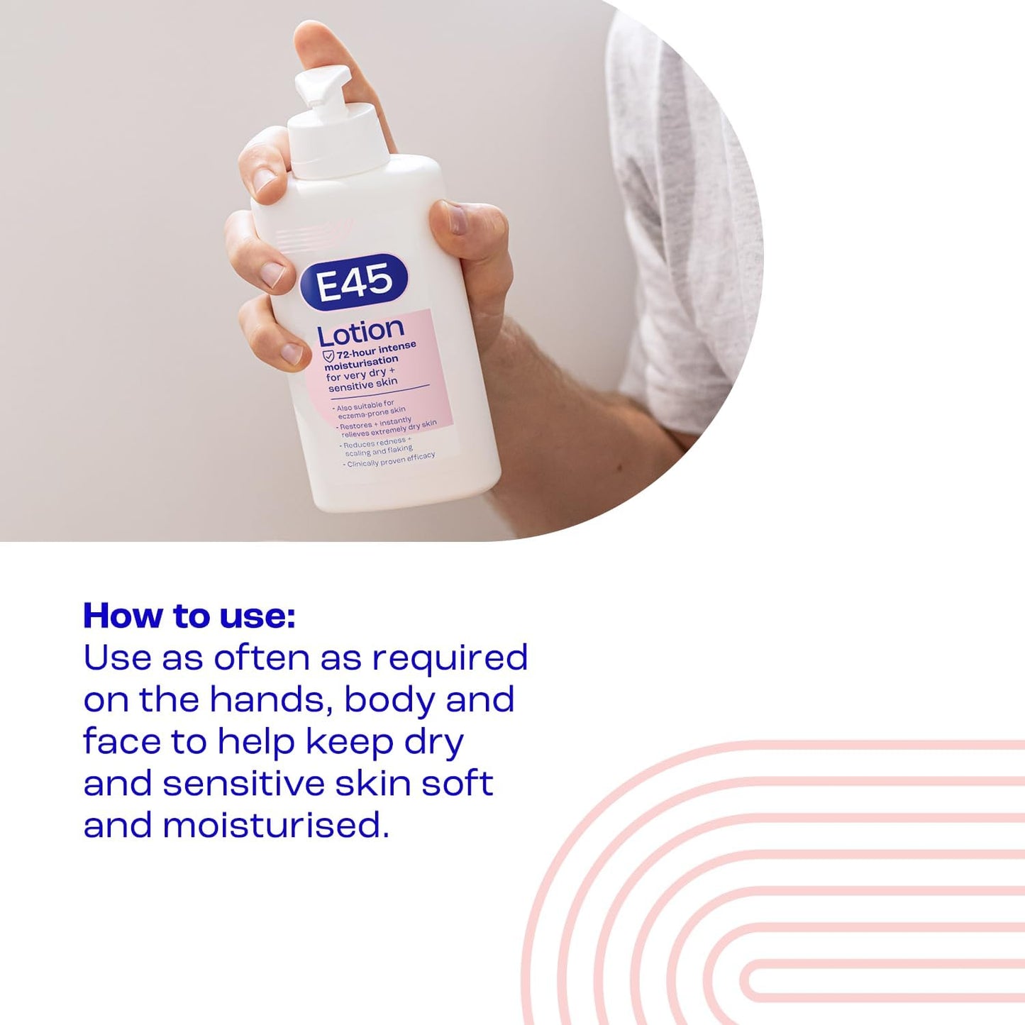 E45 Daily Moisturiser Lotion Pump 500ml – Dry & Sensitive Skin Hydration