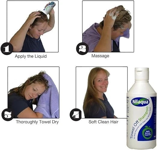 Nilaqua No Rinse Shampoo Towel Off Dry No Water Required - 100ml UK free ship