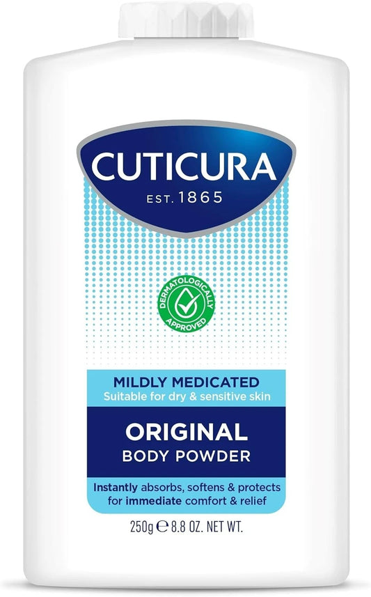 CUTICURA Mildly Medicated Body Powder 250 g, Personal Hygiene, Sweat Control, UK